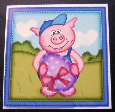 Ziggy Piggy's Easter Egg Wavy Corner Side Stacker Topper by Charlie Angel