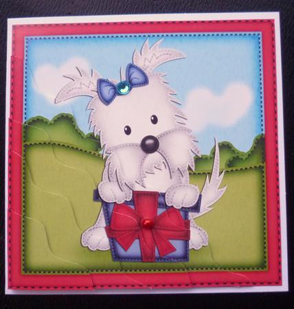 Jock the Westie's Present Wavy Corner Side Stacker Topper by Charlie Angel