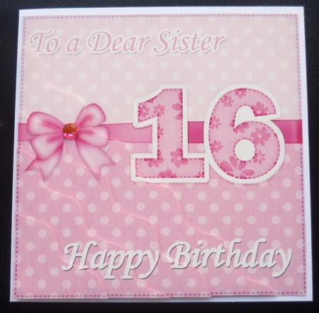 16th Birthday Sister Felties Wavy Corner Side Stacker Topper by Charlie Angel