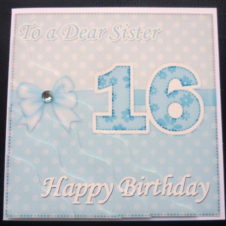 16th Birthday Sister Felties Wavy Corner Side Stacker Topper by Charlie Angel