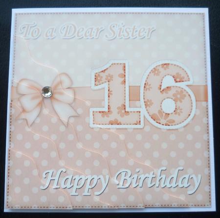 16th Birthday Sister Felties Wavy Corner Side Stacker Topper by Charlie Angel
