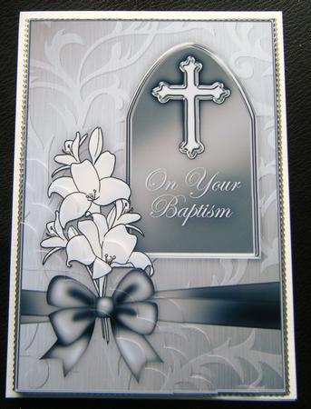 Baptism Metallic Greeting Quick Card Corner Side Stacker by Charlie Angel