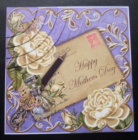 Cream Roses Blue Mothers Day 6in Duo Corner Stacker by Charlie Angel