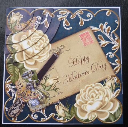 Cream Roses Petrol Mothers Day 6in Duo Corner Stacker by Charlie Angel