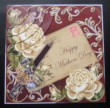 Cream Roses Red Mothers Day 6in Duo Corner Stacker by Charlie Angel