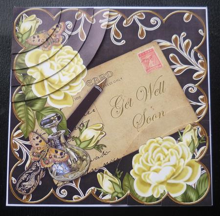 Lemon Roses Black Get Well Soon 6in Duo Corner Stacker by Charlie Angel
