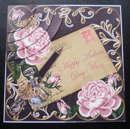 Pink Roses Black Mothers Day Mam 6in Duo Corner Stacker by Charlie Angel
