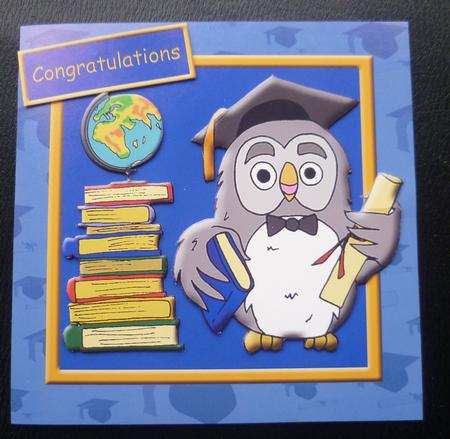 Graduation Owl (blue) 6in x 6in by Charlie Angel