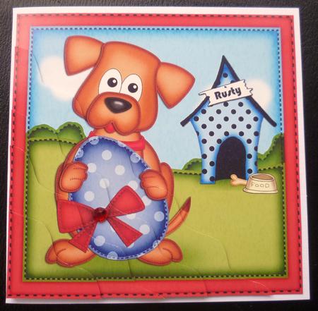 Rusty the Dog's Easter Egg Wavy Corner Side Stacker Topper by Charlie Angel
