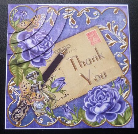 Blue Roses Thank You Postcard 6in Duo Corner Stacker by Charlie Angel