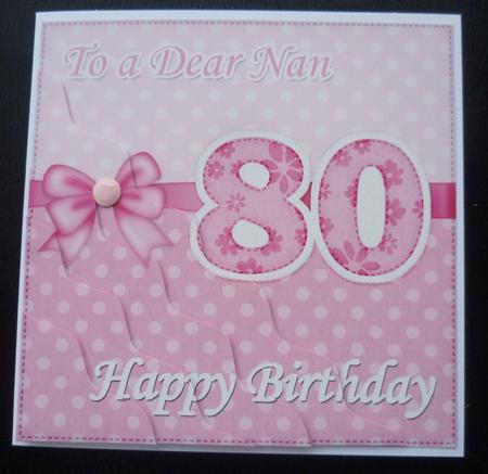 80th Birthday Nan Felties Wavy Corner Side Stacker Topper by Charlie Angel
