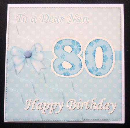 80th Birthday Nan Felties Wavy Corner Side Stacker Topper by Charlie Angel