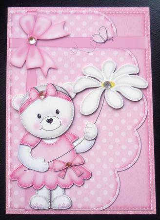 A5 Teddy Tess's Flower Quick Card N 3D Decoupage by Charlie Angel