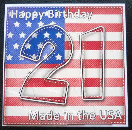 Flying the Flag Usa 21st Birthday Wavy Corner Side Stacker by Charlie Angel