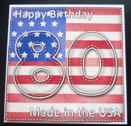 Flying the Flag Usa 80th Birthday Wavy Corner Side Stacker by Charlie Angel