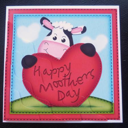 Milly Moo's Mothers Day Heart Wavy Corner Side Stacker by Charlie Angel