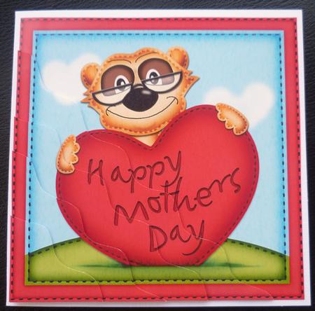 Frank Meerkat's Mothers Day Heart Wavy Corner Side Stacker by Charlie Angel