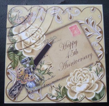 Cream Roses Happy 45th Anniversary 6in Duo Corner Stacker by Charlie Angel