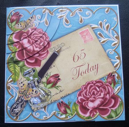 Deep Pink Roses Teal 65 Today 6in Duo Corner Stacker by Charlie Angel