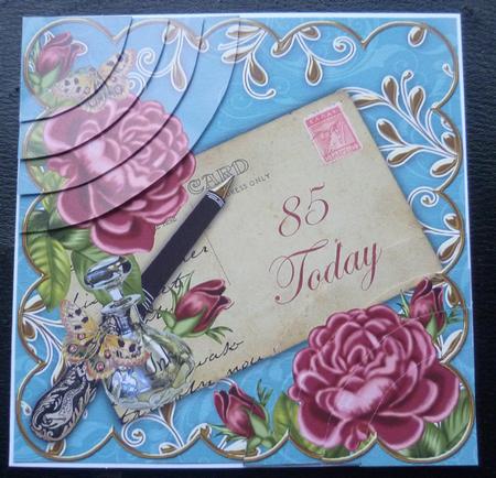 Deep Pink Roses Teal 85 Today 6in Duo Corner Stacker by Charlie Angel