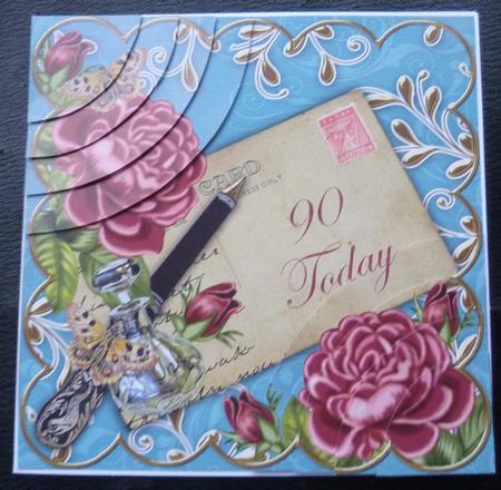 Deep Pink Roses Teal 90 Today 6in Duo Corner Stacker by Charlie Angel