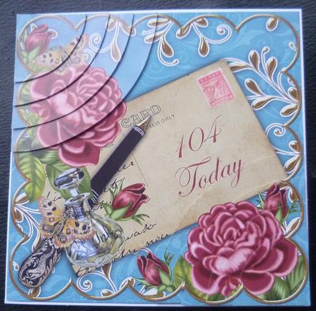 Deep Pink Roses Teal 104 Today 6in Duo Corner Stacker by Charlie Angel
