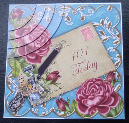 Deep Pink Roses Teal 101 Today 6in Duo Corner Stacker by Charlie Angel