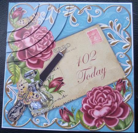 Deep Pink Roses Teal 102 Today 6in Duo Corner Stacker by Charlie Angel