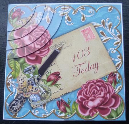 Deep Pink Roses Teal 103 Today 6in Duo Corner Stacker by Charlie Angel