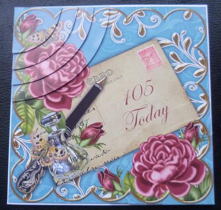 Deep Pink Roses Teal 105 Today 6in Duo Corner Stacker by Charlie Angel