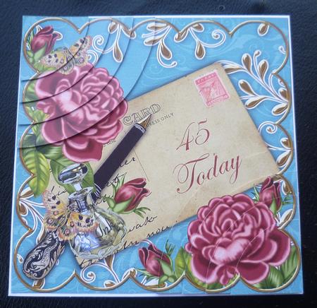Deep Pink Roses Teal 45 Today 6in Duo Corner Stacker by Charlie Angel