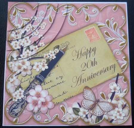 Pink Blossom Happy 20th Anniversary 6in Duo Corner Stacker by Charlie Angel