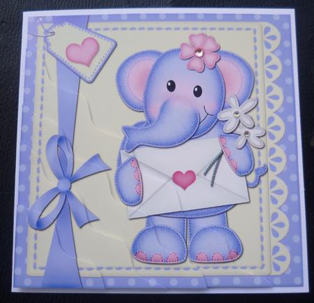 Lola Elephant's Love Letter Wavy Corner Side Stacker Topper by Charlie Angel