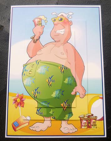 Beer and Beach Dude A4 by Charlie Angel