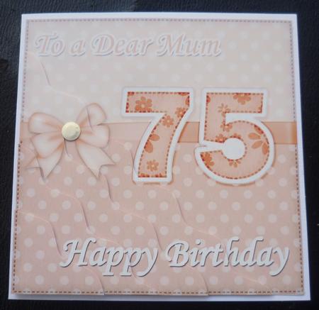 75th Birthday Mum Felties Wavy Corner Side Stacker Topper by Charlie Angel