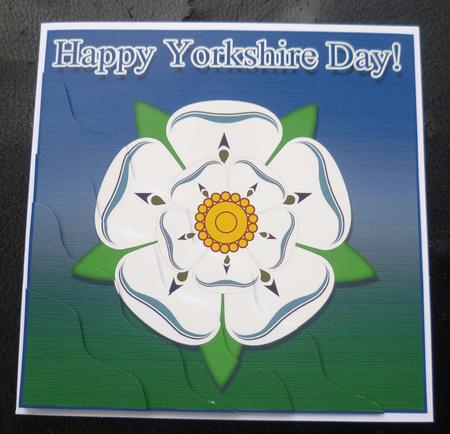 Happy Yorkshire Day Wavy Corner Side Stacker Topper by Charlie Angel