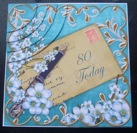 Blue Blossom 80 Today 6in Duo Corner Stacker by Charlie Angel
