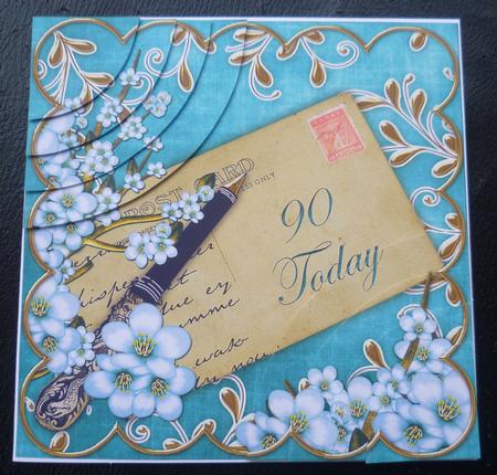 Blue Blossom 90 Today 6in Duo Corner Stacker by Charlie Angel