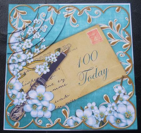 Blue Blossom 100 Today 6in Duo Corner Stacker by Charlie Angel