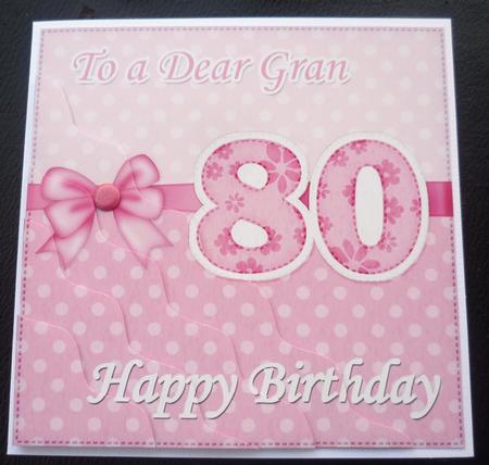80th Birthday Gran Felties Wavy Corner Side Stacker by Charlie Angel