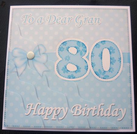 80th Birthday Gran Felties Wavy Corner Side Stacker by Charlie Angel