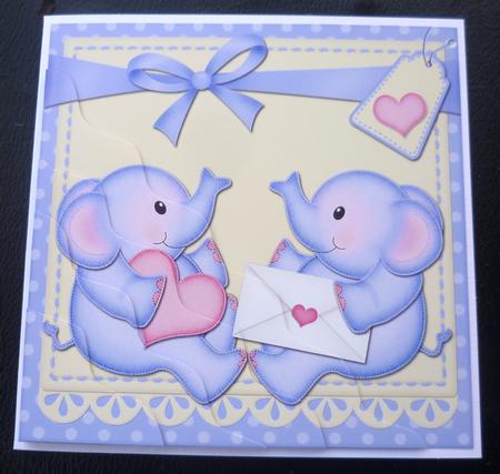 Baby Elephants Wavy Corner Side Stacker Topper by Charlie Angel