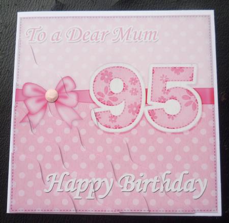 95th Birthday Mum Felties Wavy Corner Side Stacker Topper by Charlie Angel