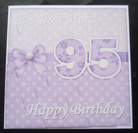 95th Birthday Mum Felties Wavy Corner Side Stacker Topper by Charlie Angel