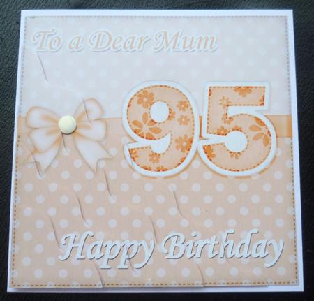 95th Birthday Mum Felties Wavy Corner Side Stacker Topper by Charlie Angel