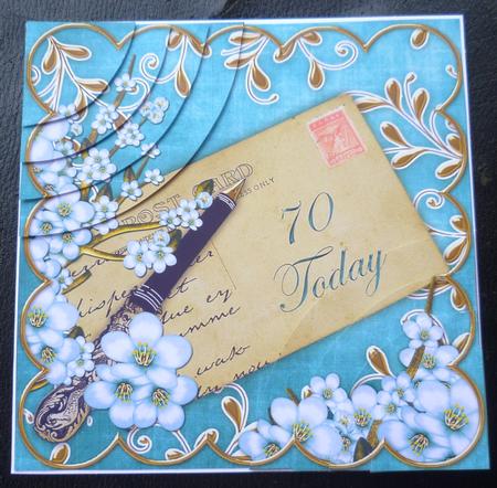 Blue Blossom 70 Today 6in Duo Corner Stacker by Charlie Angel