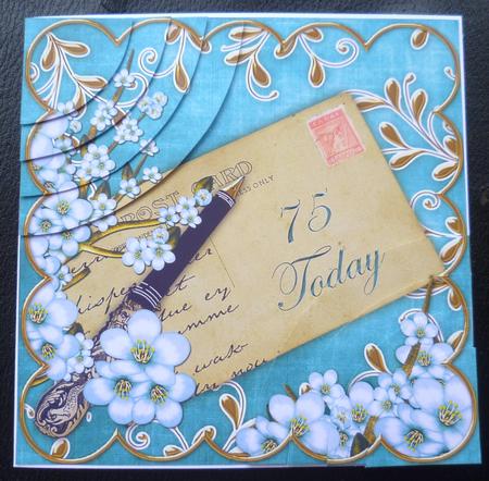 Blue Blossom 75 Today 6in Duo Corner Stacker by Charlie Angel
