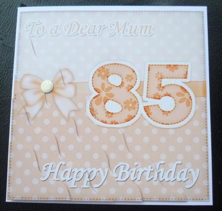 85th Birthday Mum Felties Wavy Corner Side Stacker Topper by Charlie Angel
