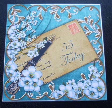 Blue Blossom 55 Today 6in Duo Corner Stacker by Charlie Angel