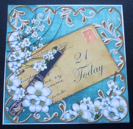 Blue Blossom 21 Today 6in Duo Corner Stacker by Charlie Angel